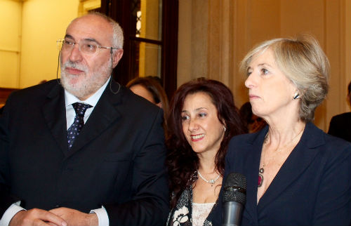 Il dirigente Angelo Moceri, la prof.ssa Giovanna Fussone e il ministro Stefania Giannini
