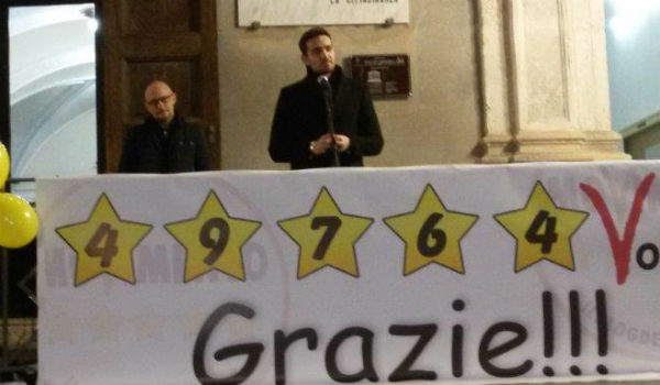 Valguarnera. Festa M5S: Andrea Giarrizzo ringrazia i suoi elettori