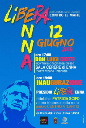 Don Luigi Ciotti a Enna per inaugurare il presidio di Libera dedicato a Patrizia Scifo