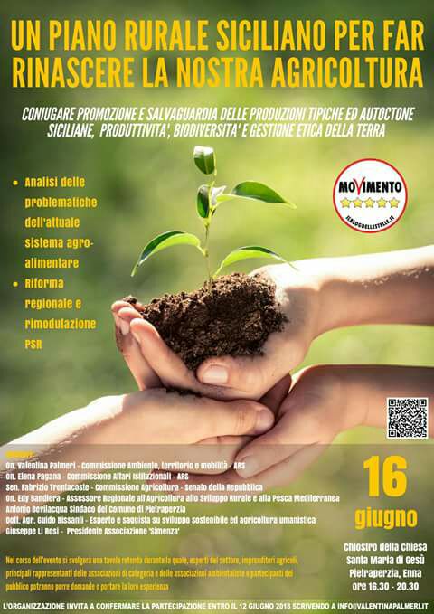 Agricoltura: M5S, Un Piano rurale per la Sicilia, dibattito venerdì ad Alcamo, sabato a Pietraperzia