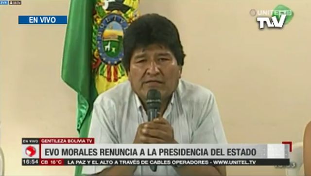 IN BOLIVIA SI DIMETTE PRESIDENTE MORALES