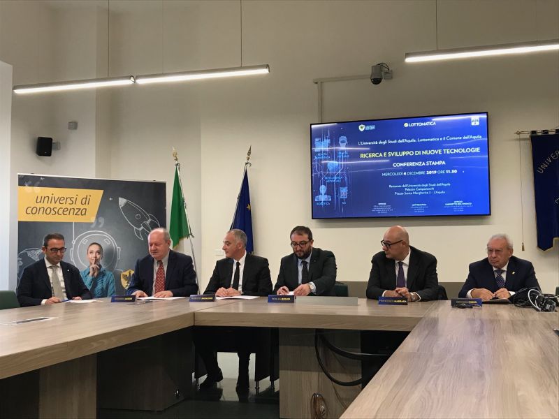 ACCORDO LOTTOMATICA E UNIVERSITÀ DELL’AQUILA SU RICERCA TECNOLOGICA