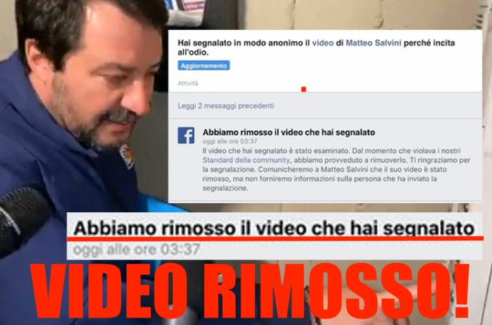 Salvini al citofono, Facebook rimuove il video