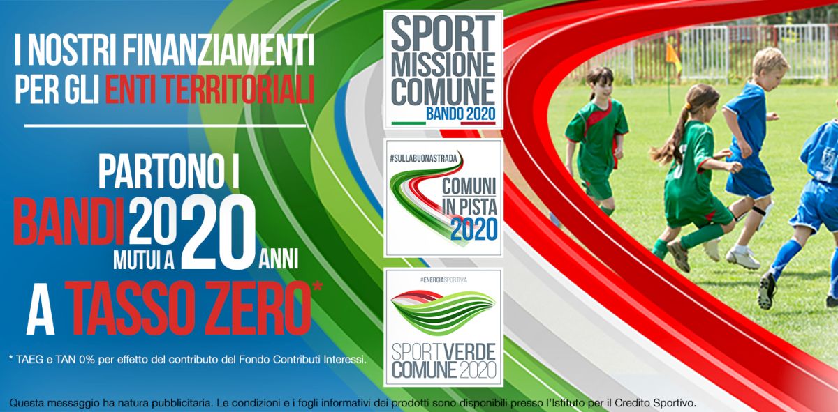 Credito Sportivo e Anci insieme per finanziamenti a tasso zero