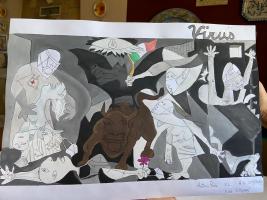 Troina. Lo studente Antonio Furia dona all’Iiss Ettore Majorana il suo Guernica rielaborato alla luce della pandemia del covid 19