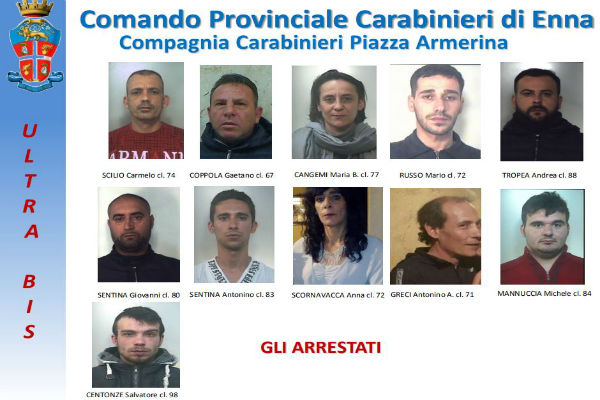 Operazione “Ultra Bis”. Barrafranca: 11 misure cautelari, affiliati ai Clan mafiosi “Cappello” e “Cursoti-Milanesi” numerosissimi episodi di spaccio di droga