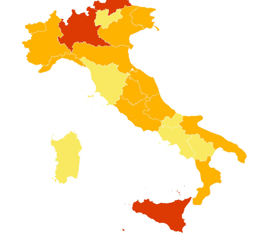 Da oggi zona rossa per tre Regioni, in vigore il nuovo Dpcm