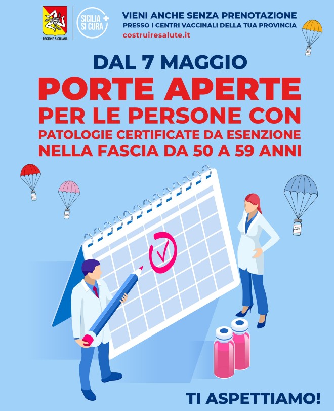 ASP Enna. Porte aperte per le persone 50-59 con patologie