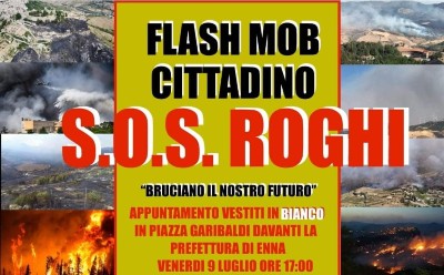 In piazza Prefettura ad Enna flash mob contro i roghi in provincia