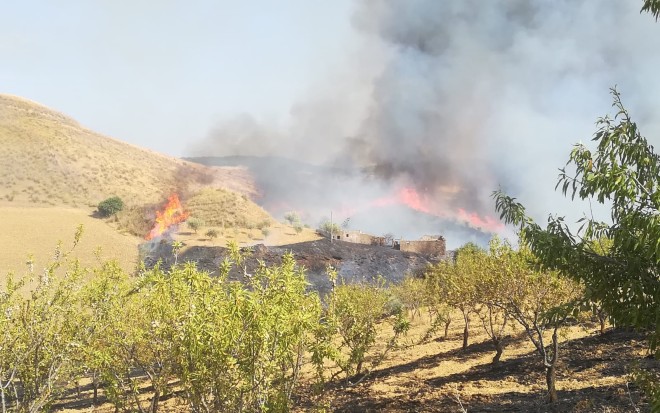 Enna: vasto incendio tra borgo Cascino e San Tomasello