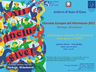 Giornate Europee del Patrimonio 2021. Visite guidate all’Archivio di Stato di Enna