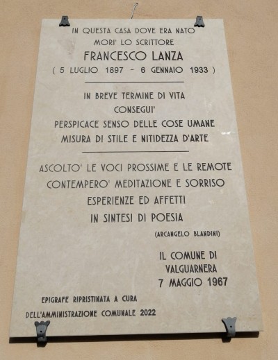 Valguarnera celebra Francesco Lanza inaugurando la nuova epigrafe davanti la sua abitazione