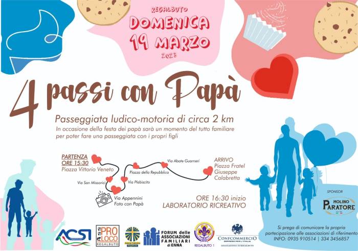 Regalbuto. 19 Marzo: 4 passi con papà