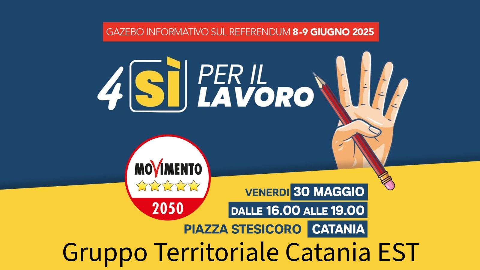 Referendum, gazebo informativo M5s domani a Catania in Piazza Stesicoro