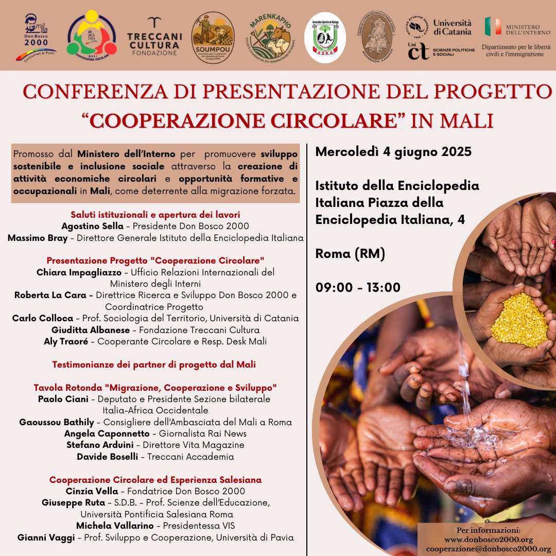 Domani a Roma la presentazione del nuovo progetto di Cooperazione Circolare in Mali contro la migrazione forzata