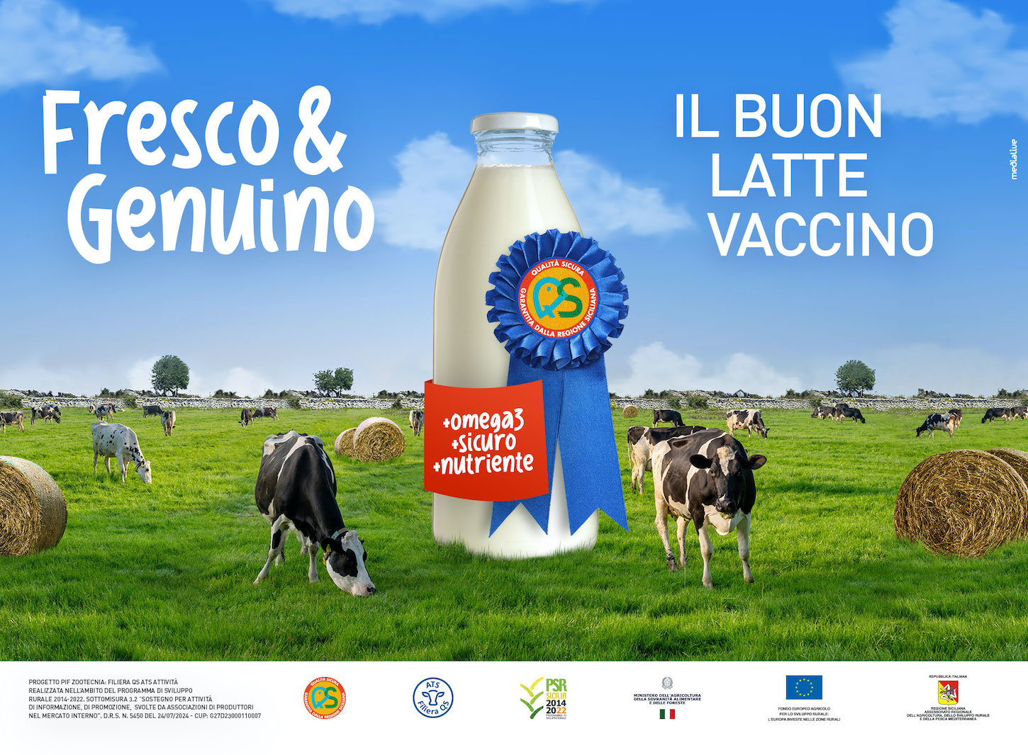 Dal campo alla tavola: con il marchio “QS” il latte siciliano è davvero di Qualità Sicura. Fresco e genuino secondo una filiera controllata e garantita dalla Regione Siciliana